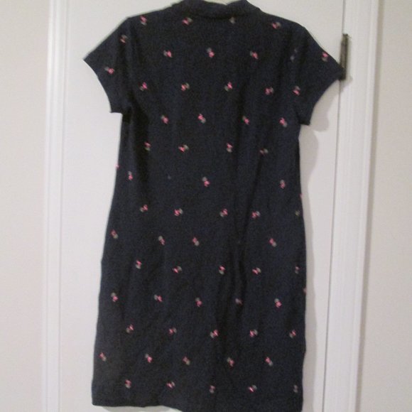 Navy blue embroidered pink flamingo polo dress - Picture 4 of 4